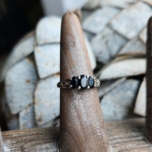 Sterling Silver Diamond and Sapphire Ring